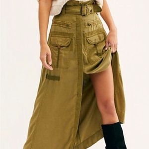 Free people army green maxi skirt